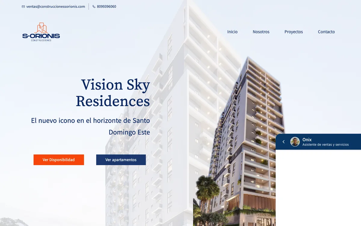 Sitio web de Construcciones S Orionis — desarrollado e integrado al ecosistema Zoho por Spedis